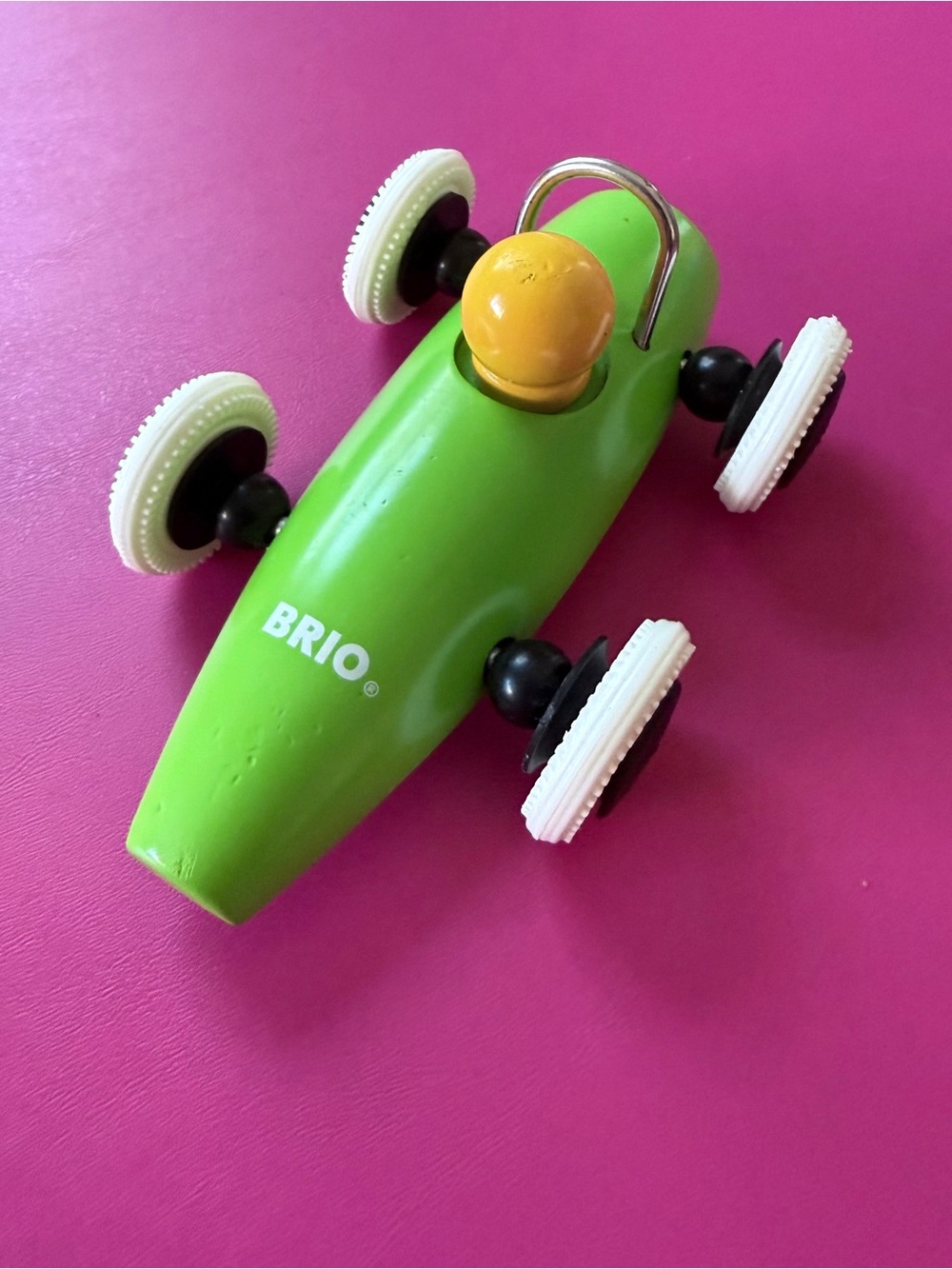 Brio Racecar Wooden Toddler Toy Preschool Kids Lime Green Wood Car Rubber Wheels